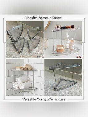 Two Tier Clear Corner Shelves - Set of 2